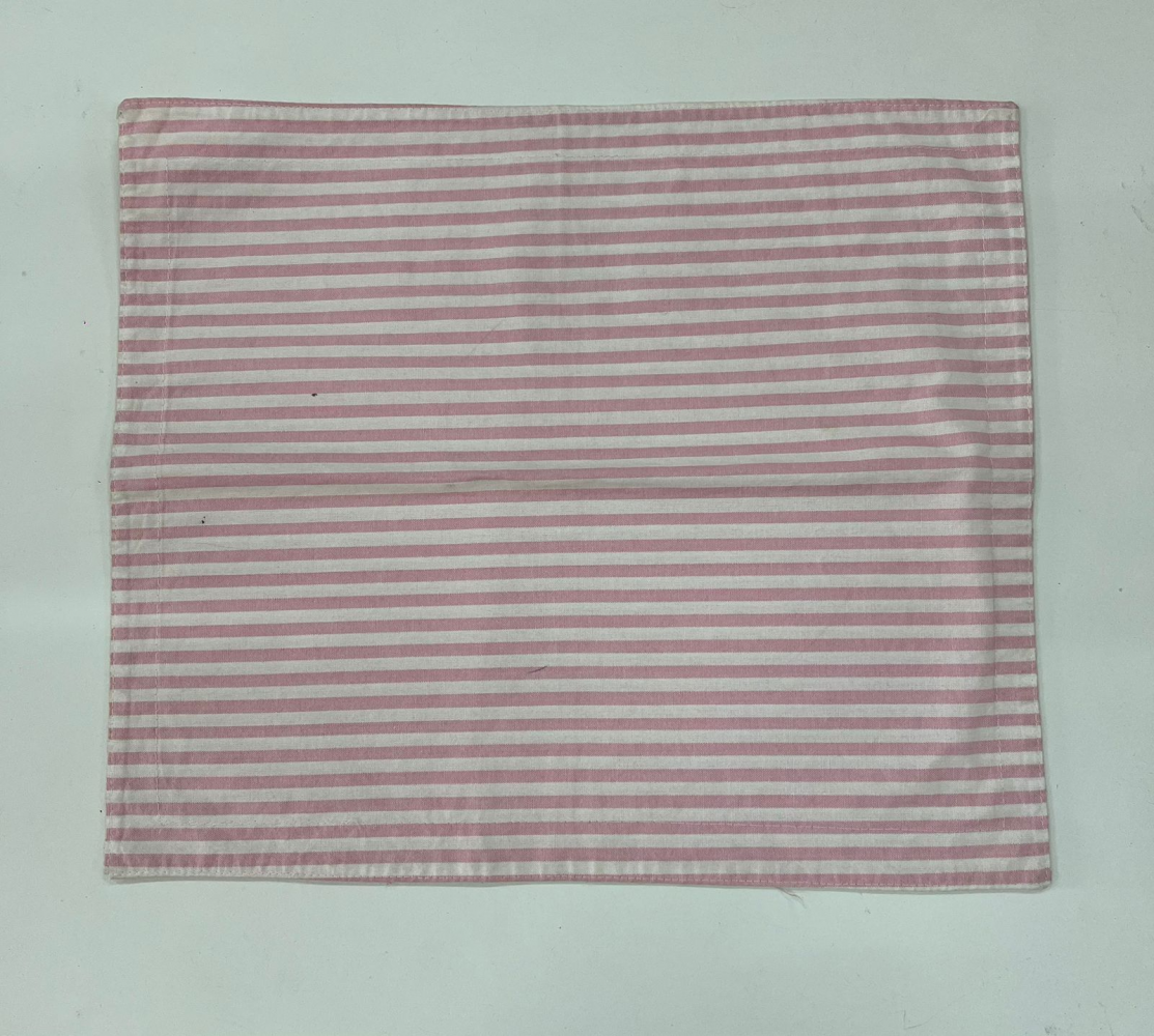 Jogo americano retangular listrado rosa bebê