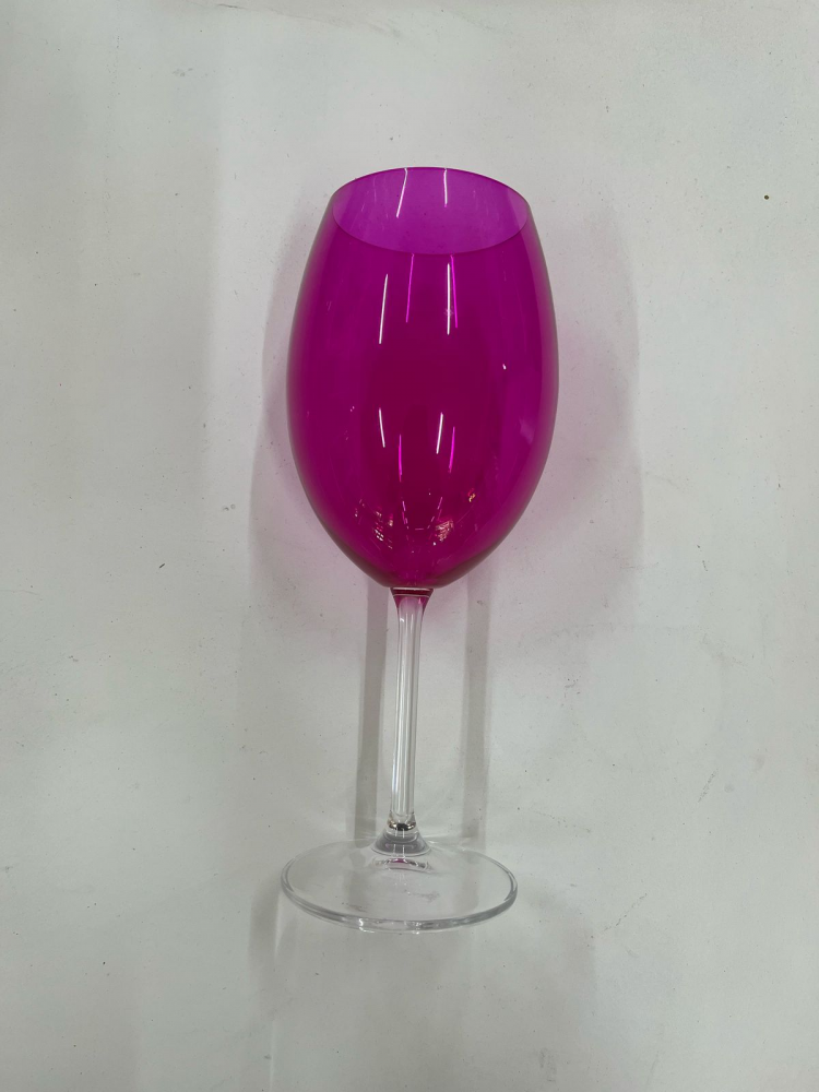 Taça bohemia cristal rosa pink