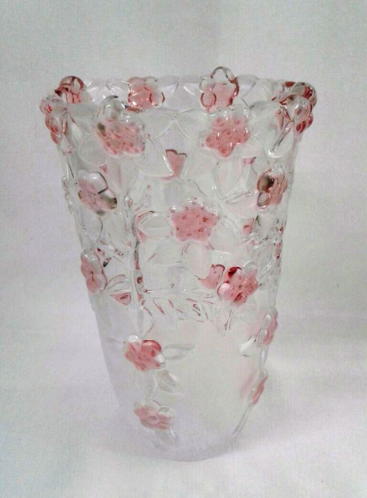 Vaso de Cristal Decorado com flores