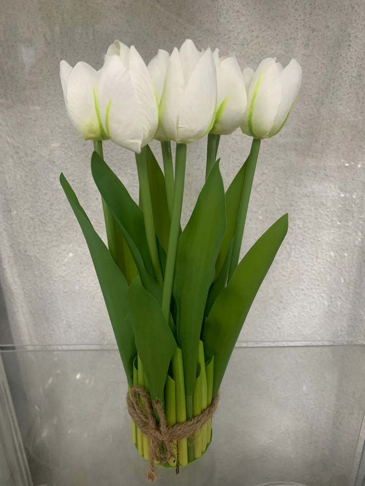 Tulipa flor branca pq (9 un)