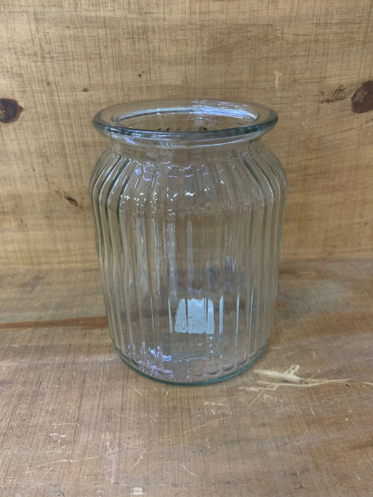 Vaso de vidro canelado medio