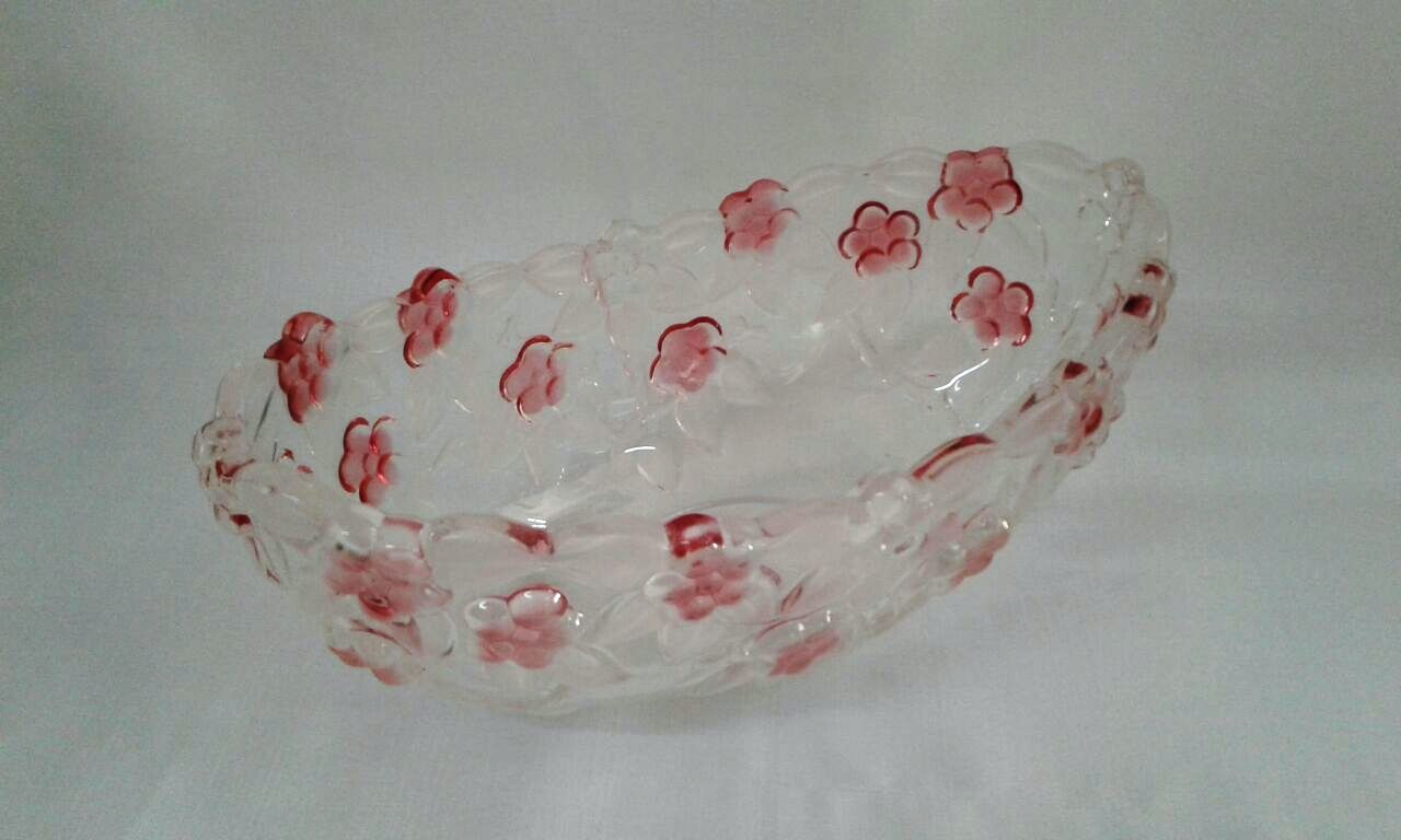 Peça de Cristal Floral Rosa oval 