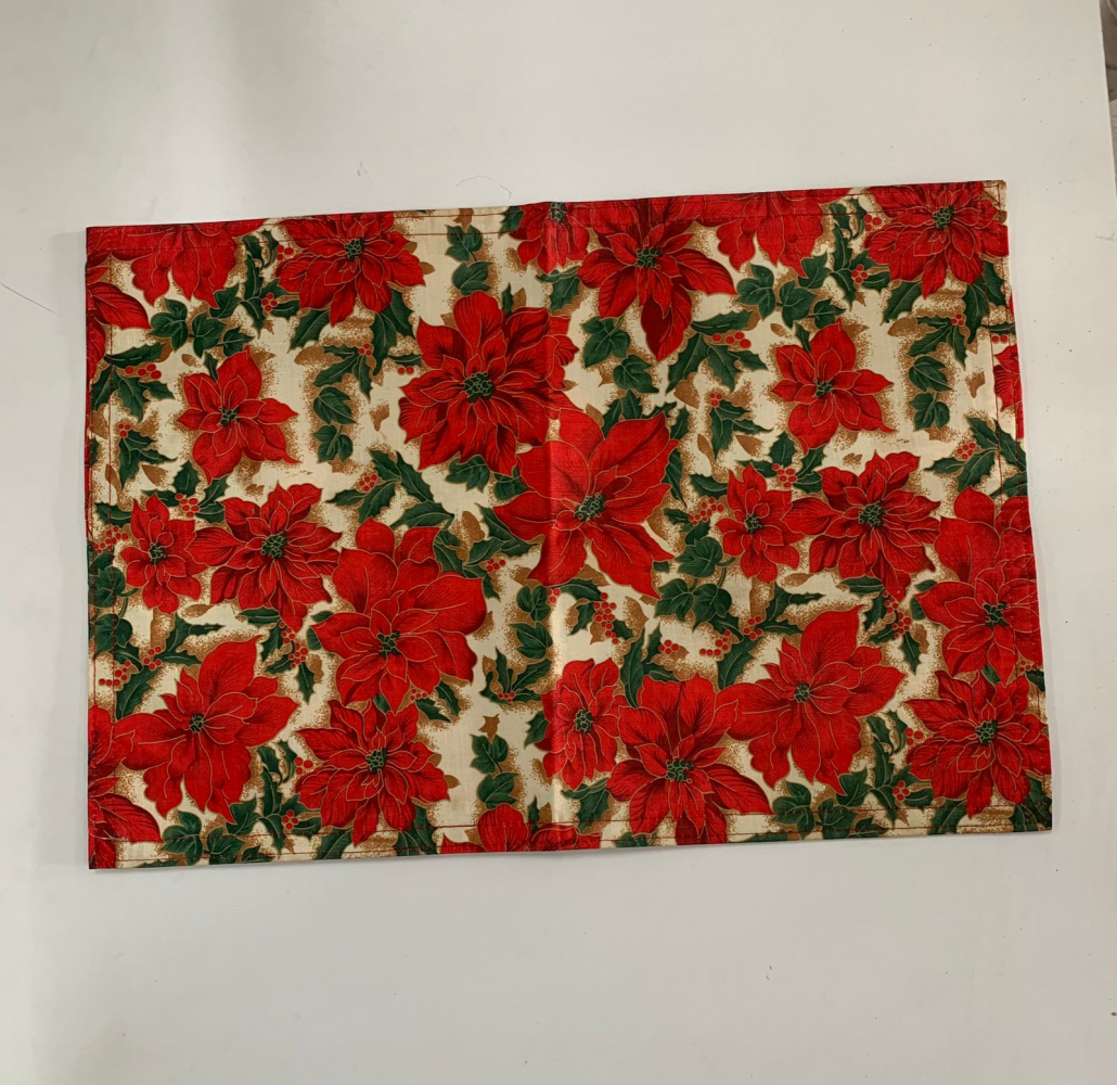 Jogo americano natalino retangular  floral vermelho 