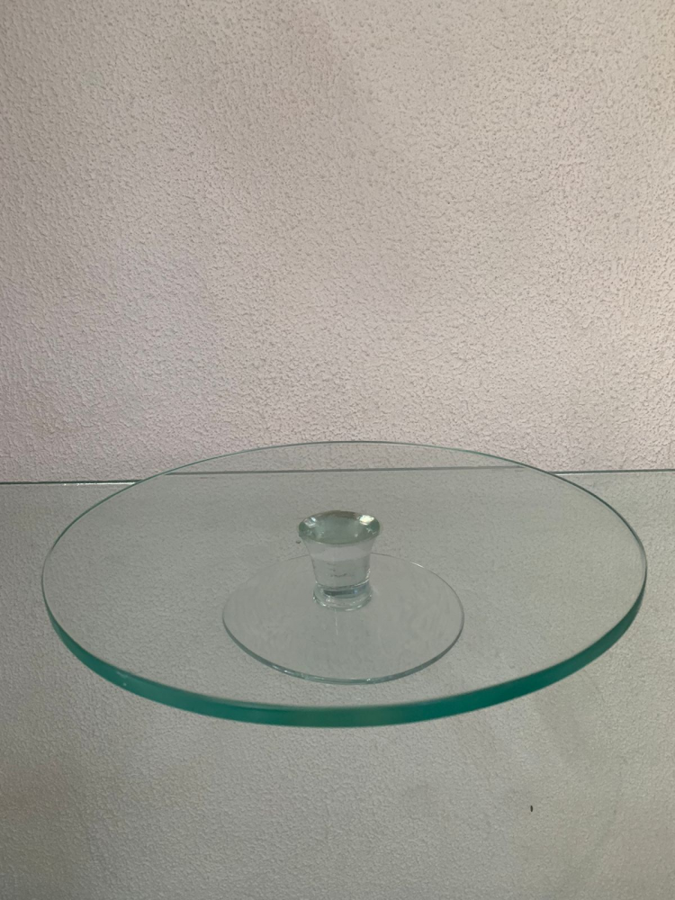 Suporte redondo de vidro c/ de  pé de vidro baixo  25 CM