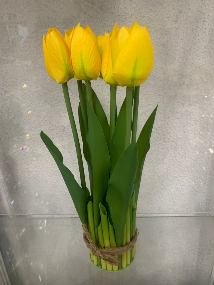 Tulipa flor amarela pq (9 un)