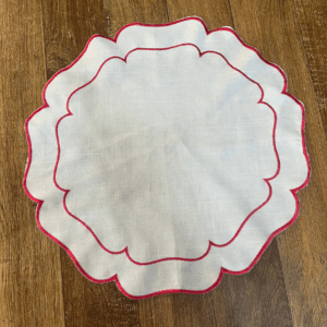 JOGO AMERICANO BRANCO C/BORDADO VERMELHO 45X45