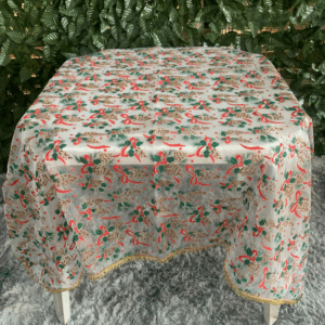 TOALHA QUADRADA NATALINA N.12 VOIL DE LAÇO VERMELHO