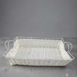 CESTA DE VIME COD. 02 - RETANGULAR BRANCA COM ALCA 37X25