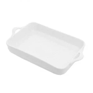 TRAVESSA PORCELANA RETANGULAR BRANCA PQ C/ALÇA 39,5 CM