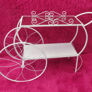 CARRINHO BRANCO DE FERRO C/BASE ESPELHADA BASE MDF 80X40