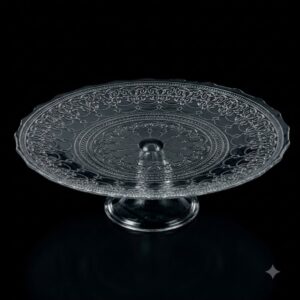 PECA CRISTAL  SUPORTE REDONDO ARABESCO TRANPARENTE C/ PE 32 CM