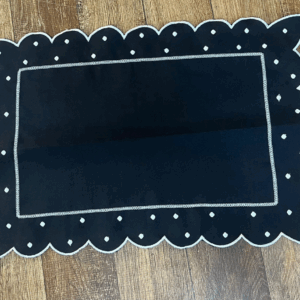 JOGO AMERICANO RETANG DARK PRETO C/ POÁ BRANCO/35X50