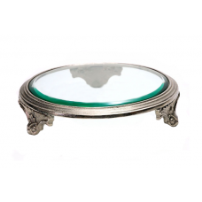 SUPORTE REDONDO DE VIDRO  LUIZ  XV TRABALHADO PQ - 25 CM