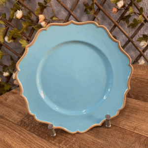 SOUSPLAT P/ PRATO DE SOBREMESA AZUL C/BORDA DOURADO 25 CM