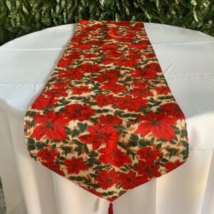 CAMINHO DE MESA  FLORAL VERMELHO NATALINO 1,89X0,40