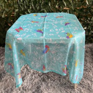 TOALHA QUADRADA 1,50MTS AZUL TIFFANY PASSARINHO VOIL