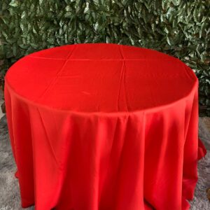 TOALHA REDONDA VERMELHA CETIM 6 LUGARES