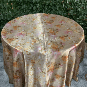 TOALHA REDONDA 2,80MTS (6/10)  BEGE FLORAL SEDA