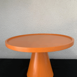 SUPORTE REDONDO MDF C/PÉ METAL LARANJA MD 26X18