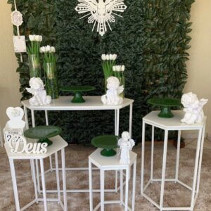 MESA CUBO SEXTAVADA BRANCA  COD 04  P 50X30X30