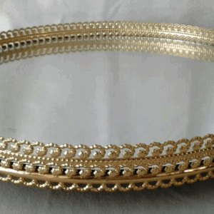 BANDEJA REDONDA DOURADA COM FUNDO ESPELHADO MD 31 CM