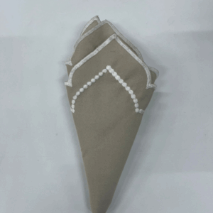 GUARDANAPO BEGE VINTAGE C/BORDA BRANCA 35X35