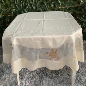 TOALHA REDONDA NATALINA MARFIM DECORADA