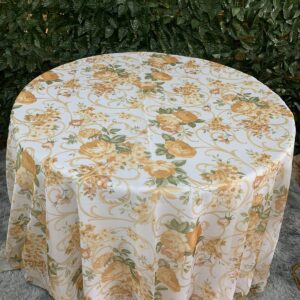 TOALHA REDONDA 3,00MTS 10 LUGARES DOURADA VOIL FLORAL