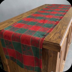CAMINHO DE MESA NATALINO XADREZ VERMELHO E VERDE 1,80 X0,40CM