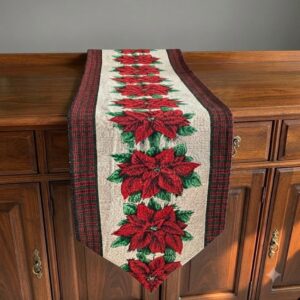 CAMINHO DE MESA NATALINO FLORAL BICO DE PAPAGAIO 1,80X0,35CM