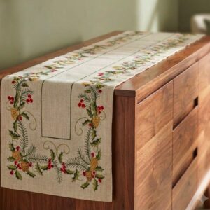CAMINHO DE MESA MARFIM RUSTICO NATALINO 1,80X0,40CM