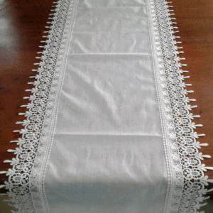 CAMINHO DE MESA BRANCO NA RENDA GUIPIR 2,20X,0,40CM