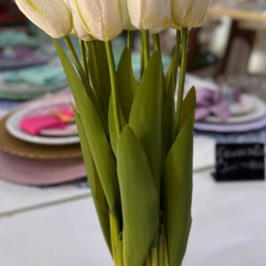 TULIPA FLORES BRANCA PQ 28 CM
