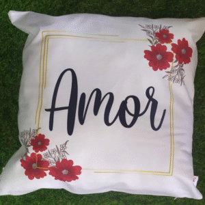 ALMOFADA BRANCA PALAVRA AMOR