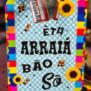 PLACA JUNINO DE PAPEL ETA ARRAIÁ BAUM SÓ