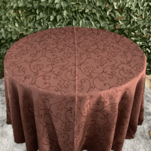 TOALHA REDONDA 2,70MTS 6 LUGARES CHOCOLATE ARABESCO