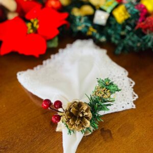 PORTA GUARDANAPO NATALINO PINHA DOURADA