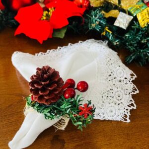 PORTA GUARDANAPO NATALINO PINHA VERMELHA