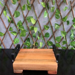 BANDEJA DE MADEIRA  RETANG  RETA PQ C/ALÇA PRETA C 20 X L14