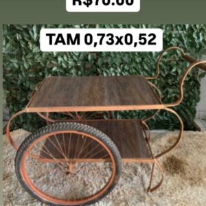 MESACLETA PEQUENA PÉ COBRE 2 RODAS GRANDES (0,73x0,52)