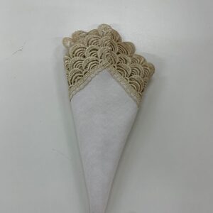 GUARDANAPO BRANCO INDONESIA C/ BARRA GUIPIR NUDE 43X43