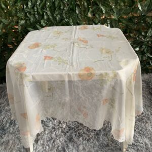 TOALHA QUADRADA 1,50MTS VOIL FLORAL MARFIM