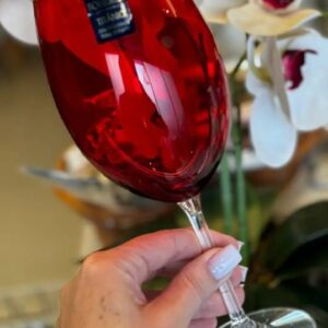 TAÇA BOHEMIA CRISTAL VERMELHA BORDO 580 ML