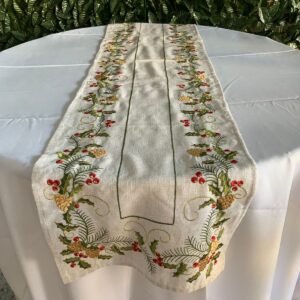 CAMINHO DE MESA MARFIM  RUSTICO NATALINO 1,80X0,40CM