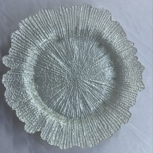 SOUSPLAT VIDRO RECORTADO PRATA 35 CM