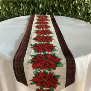 CAMINHO DE MESA NATALINO FLORAL BICO DE PAPAGAIO 1,80X0,35CM