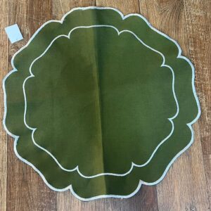 JOGO AMERICANO VERDE MUSGO C/ BORDADO BRANCA NA PONTA 45x45