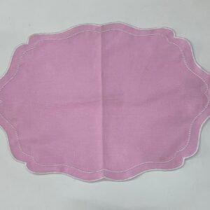 JOGO AMERICANO ROSA BEBÊ LINHO C/BORDA BRANCA 48X32