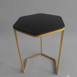 MESA CANTO ESMERALDA MDF PRETO C/PE DOURADO  MD 45X70