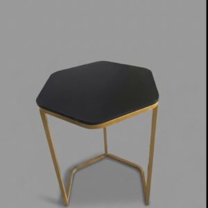 MESA CANTO ESMERALDA MDF PRETO C/PE DOURADO  P 45X60